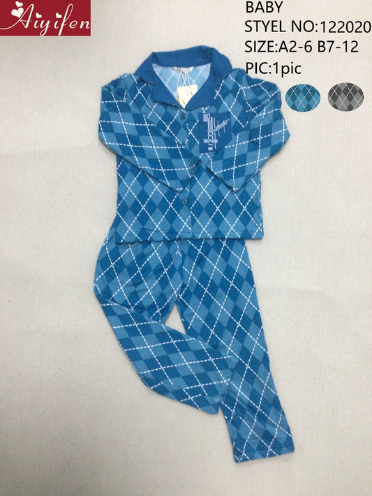 Boys' velvet pajamas with buttons