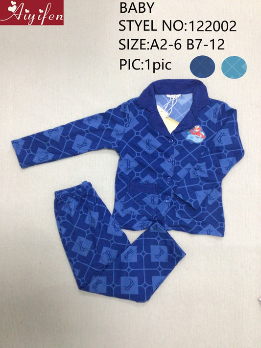 Boys' velvet pajamas with buttons