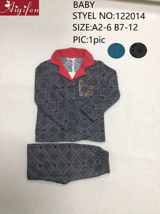 Boys' velvet pajamas with buttons